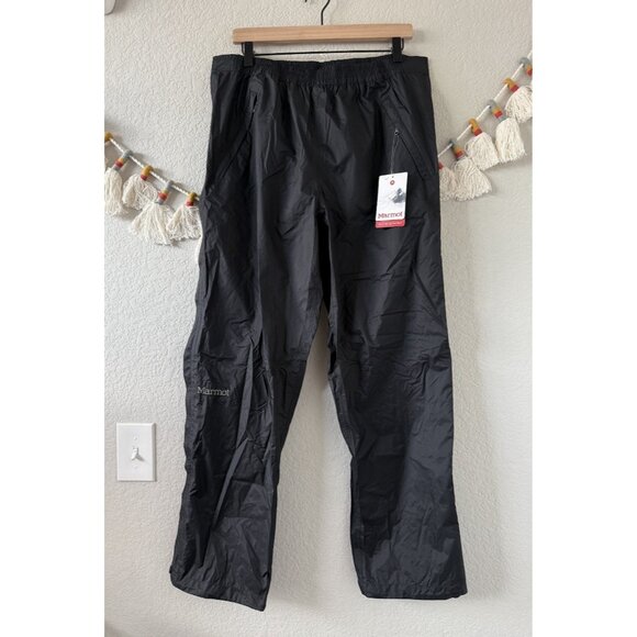Marmot Preclip Eco Full Zip Rain Pant Black Nylon Outdoor Hiking Waterproof NWT - Picture 1 of 10
